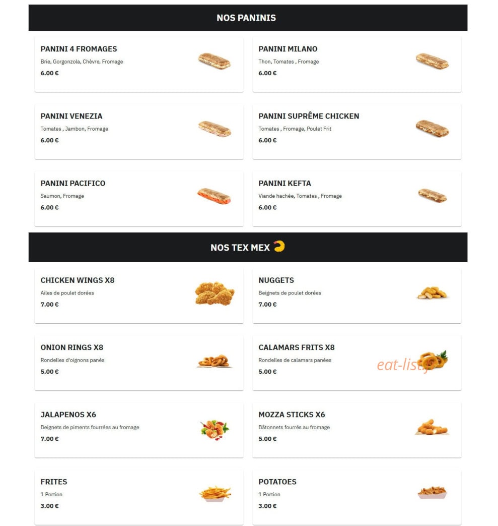 Just pizza — carte page 8