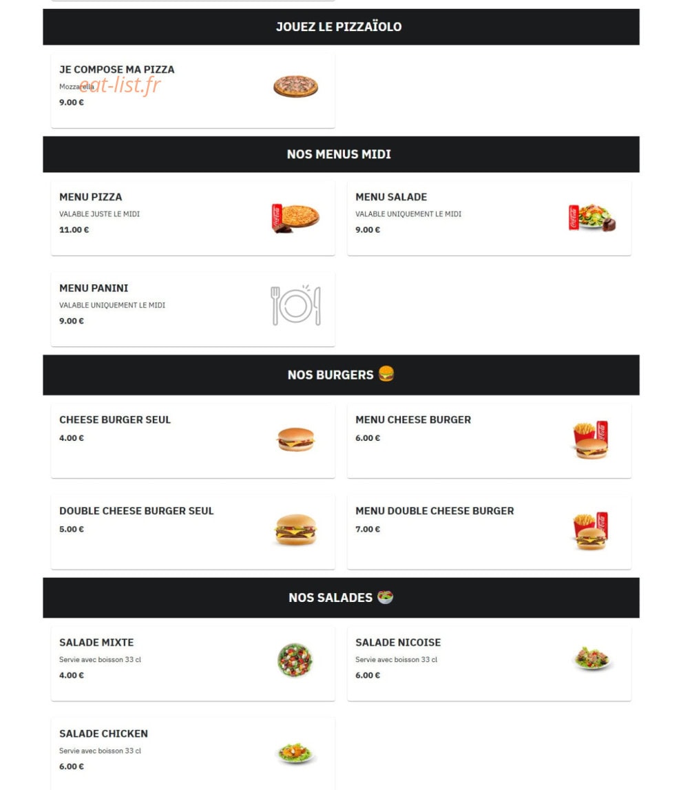 Just pizza — carte page 4