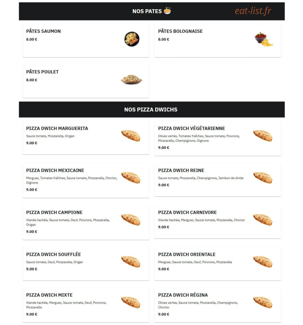 Just pizza — carte page 5
