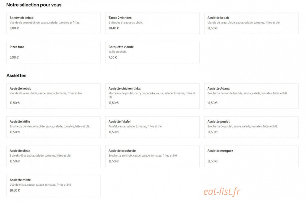 Restaurant Istanbul — carte page 1