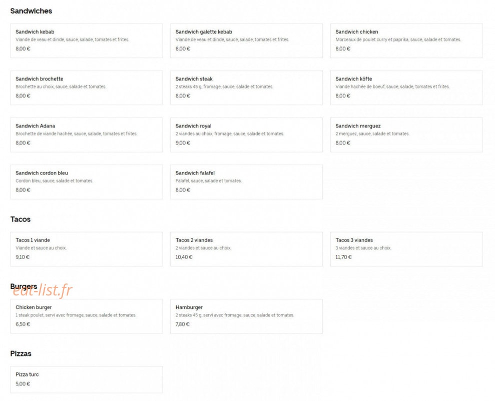 Restaurant Istanbul — carte page 2
