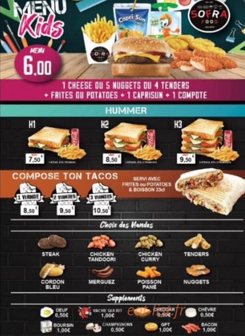 Sofra food — carte page 1