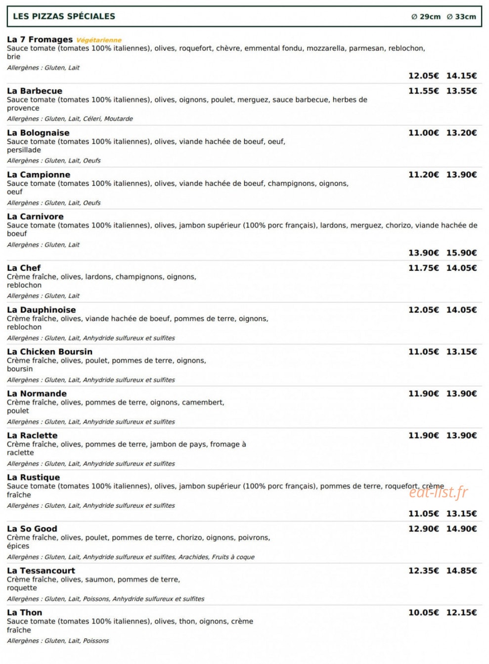 Le Kiosque à Pizzas — carte page 3