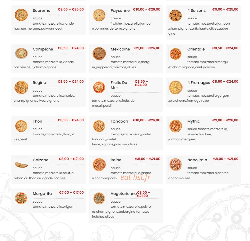 Achères Pizza — carte page 2