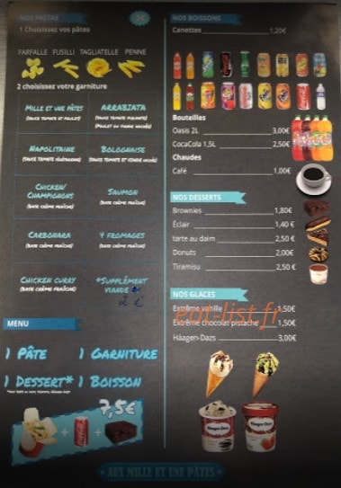 Aux mille et une pâtes — carte page 1