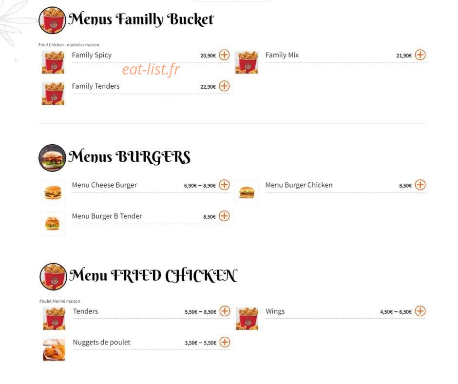 Fried chicken — carte page 4