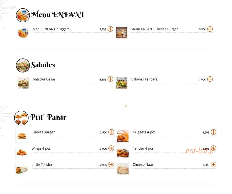 Fried chicken — carte page 3