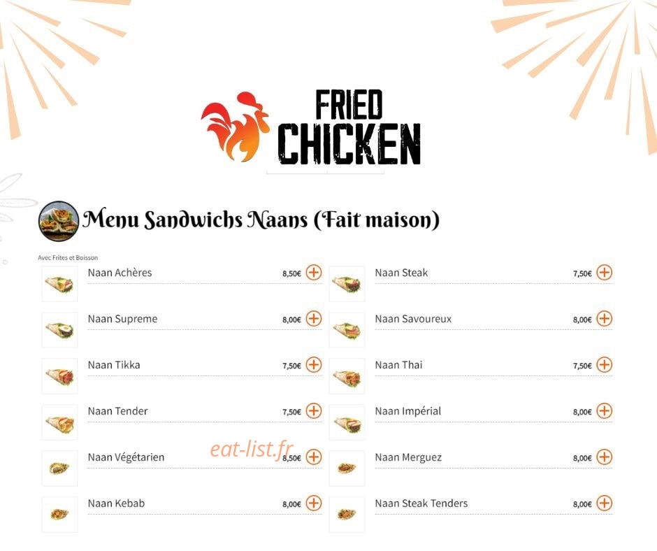 Fried chicken — carte page 1