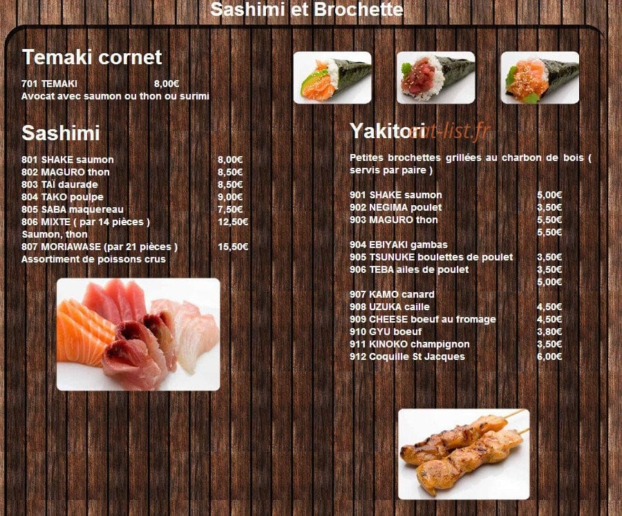 Happy Sushi — carte page 4