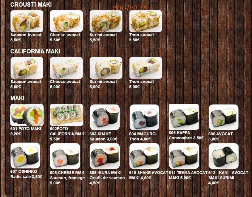 Happy Sushi — carte page 3