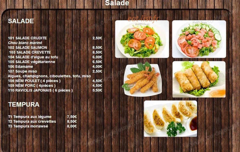 Happy Sushi — carte page 5