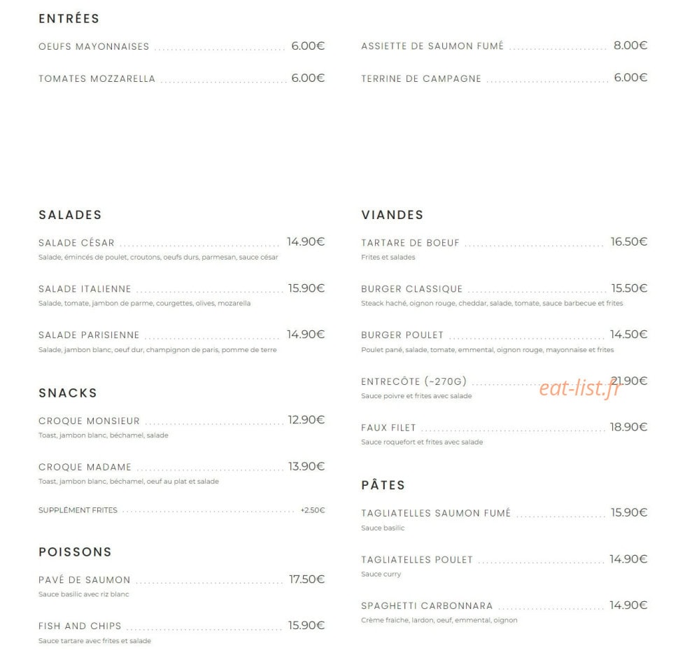 O'Cafe — carte page 1