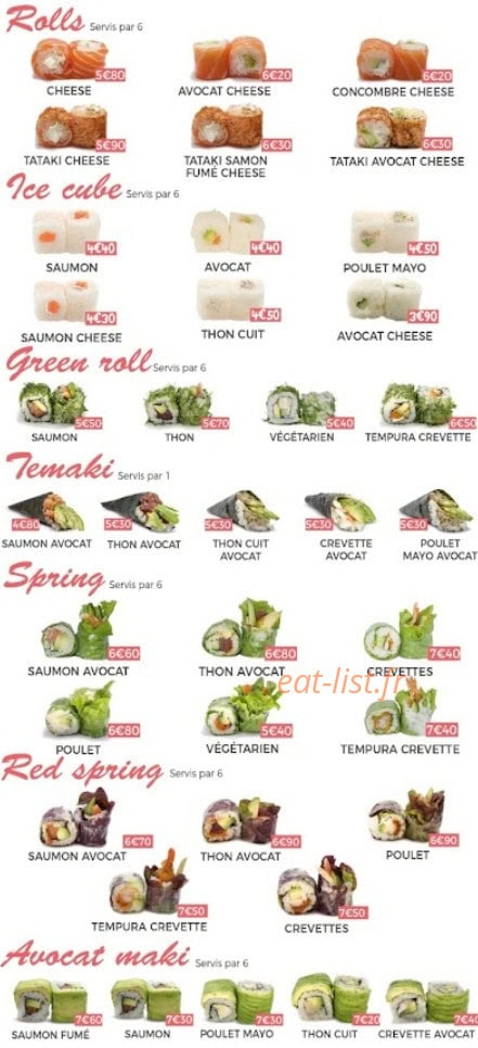 Carte et menu de Just Sushi à Bonnieres sur Seine — Les Rolls, Srping, ...