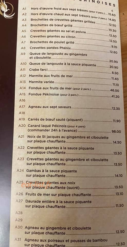 Carte et menu de Le mandarin de bonnieres à Bonnieres sur Seine — les assiettes