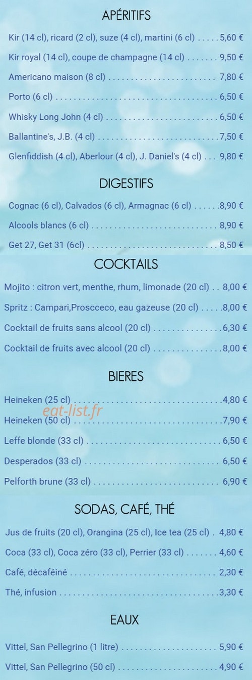 Carte et menu de Chez Gaston à Chaufour les Bonnieres — les apéritifs, digestifs, bières et cocktails,...