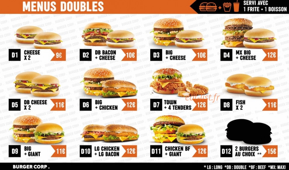 Burger Corp — carte page 2