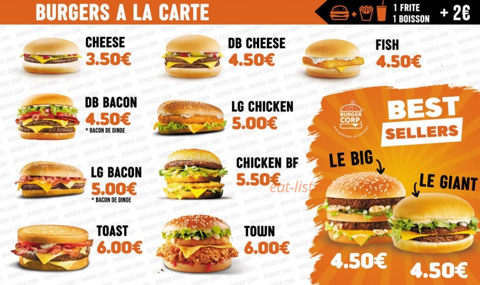 Burger Corp — carte page 1