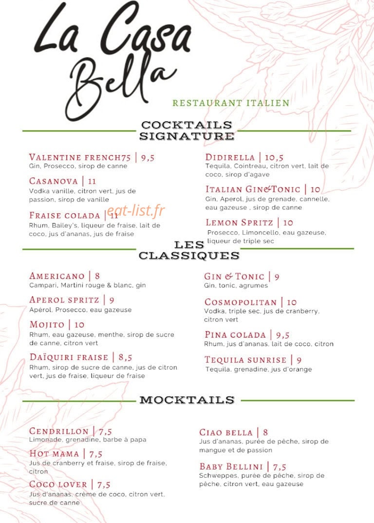 La Casa Bella — carte page 6