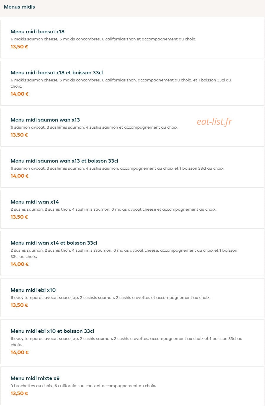 Sushi Wan — carte page 19