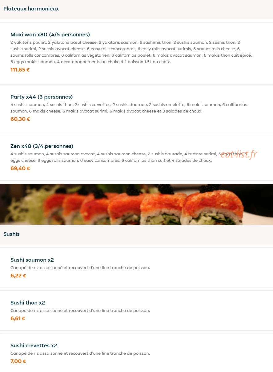 Sushi Wan — carte page 4
