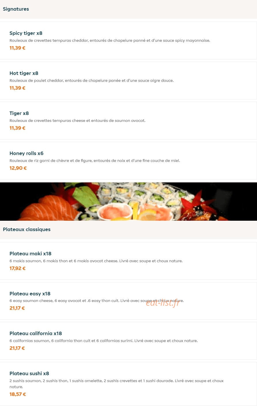 Sushi Wan — carte page 2