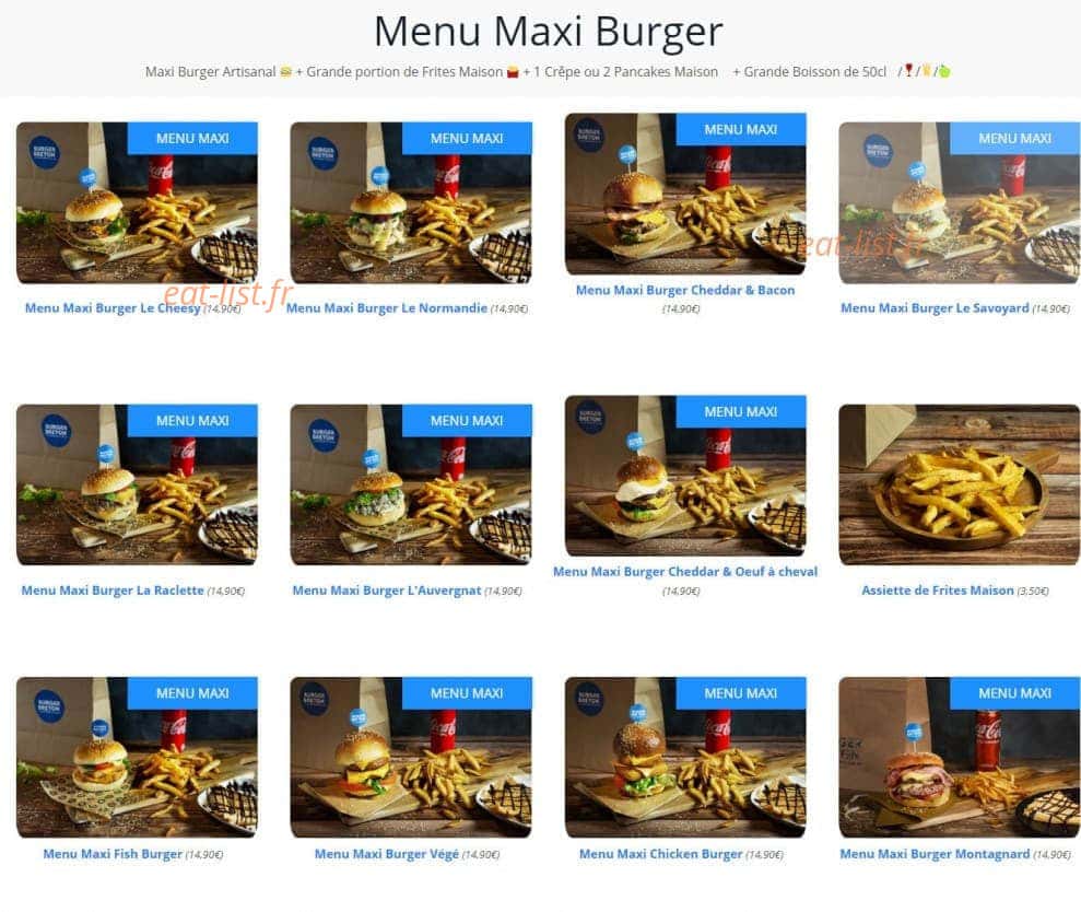 Burger Breton Poissy — carte page 1