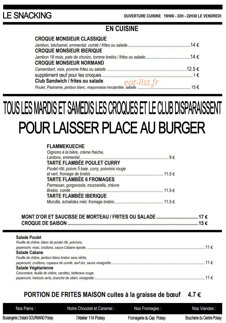 La Cabane — carte page 1