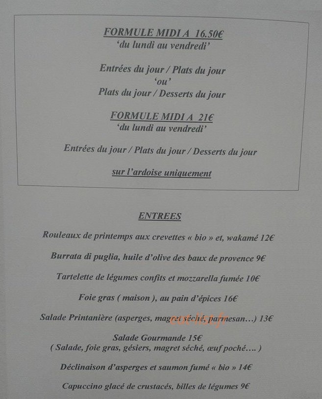 La Chaumière — carte page 1