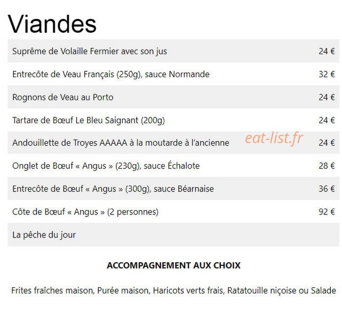Le Bleu Saignant — carte page 2