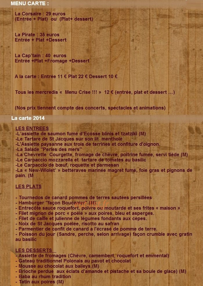 Le Boucanier — carte page 1