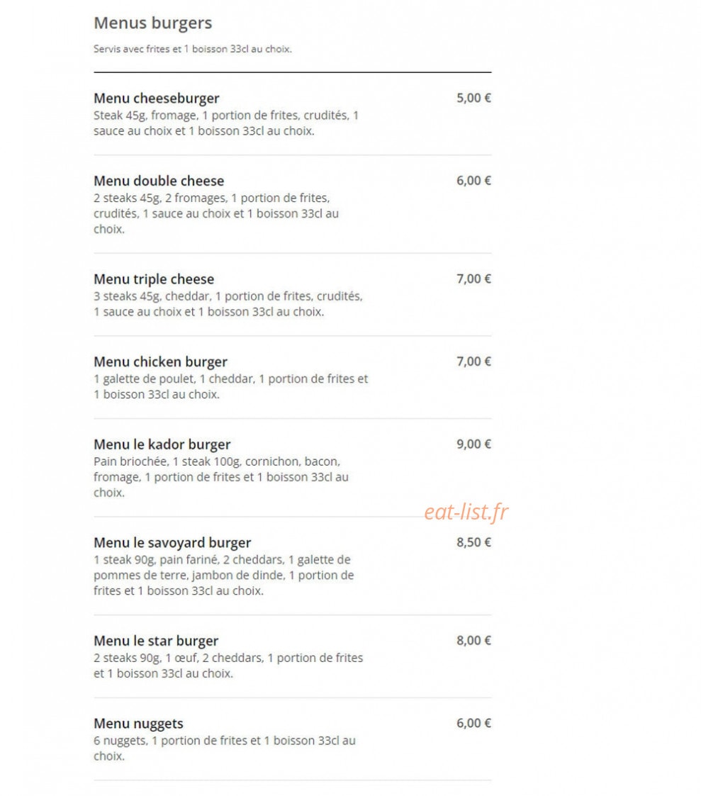 Tower Food — carte page 2