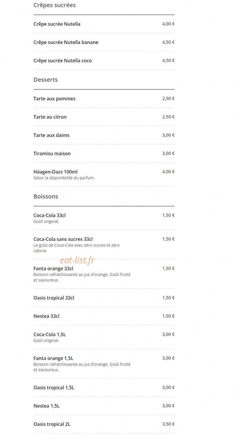 Tower Food — carte page 6