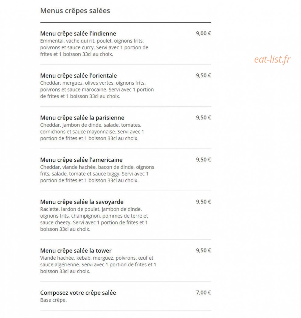 Tower Food — carte page 4