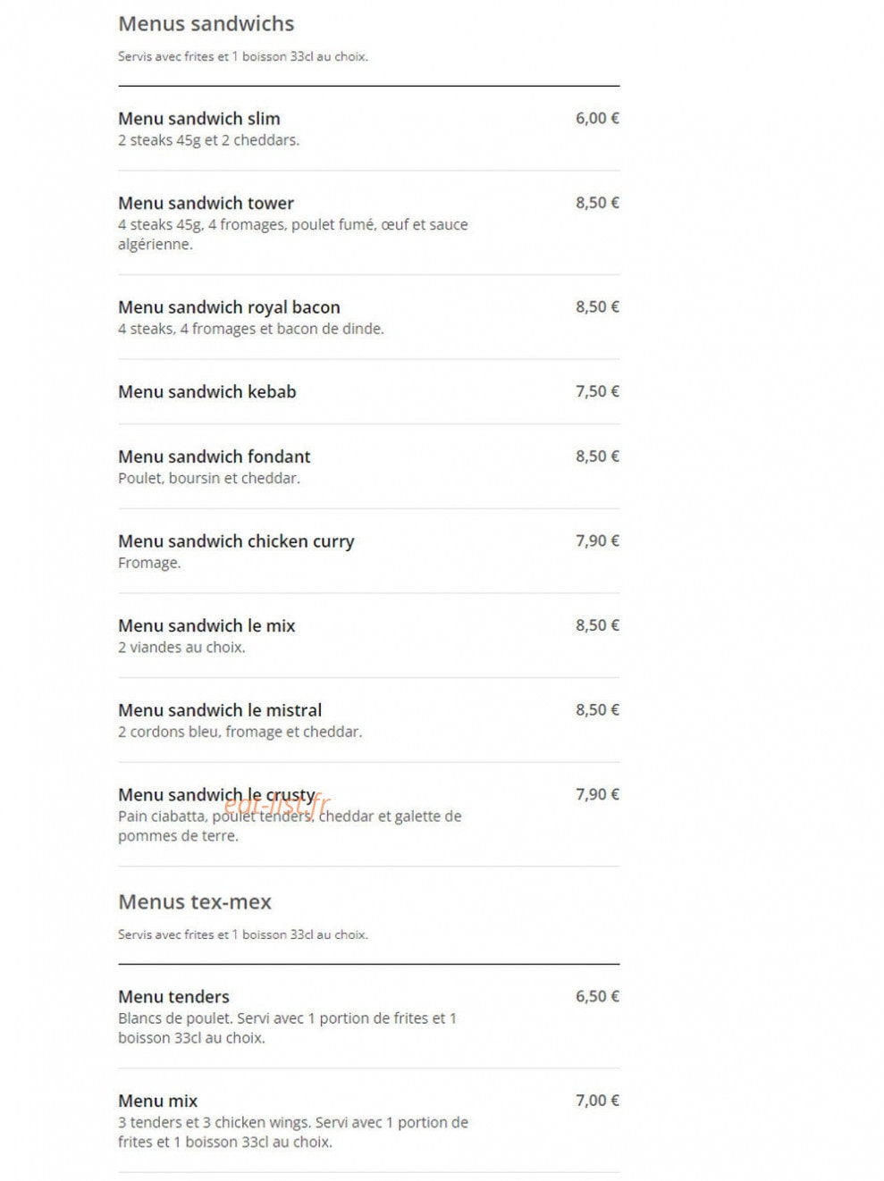 Tower Food — carte page 3