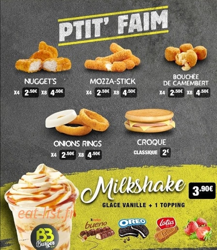 BB Burger — carte page 3
