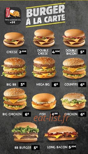 BB Burger — carte page 2