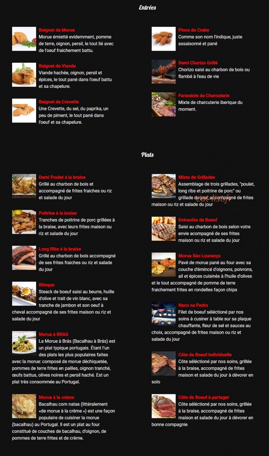 Bistro Latino — carte page 1