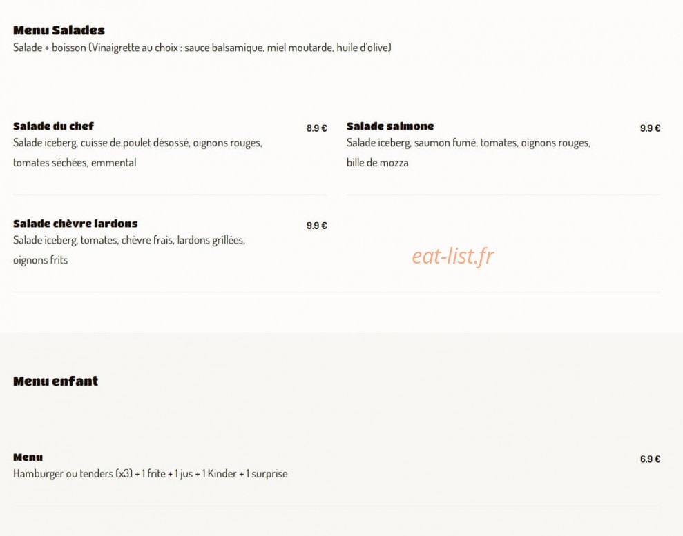 Home Burger — carte page 6