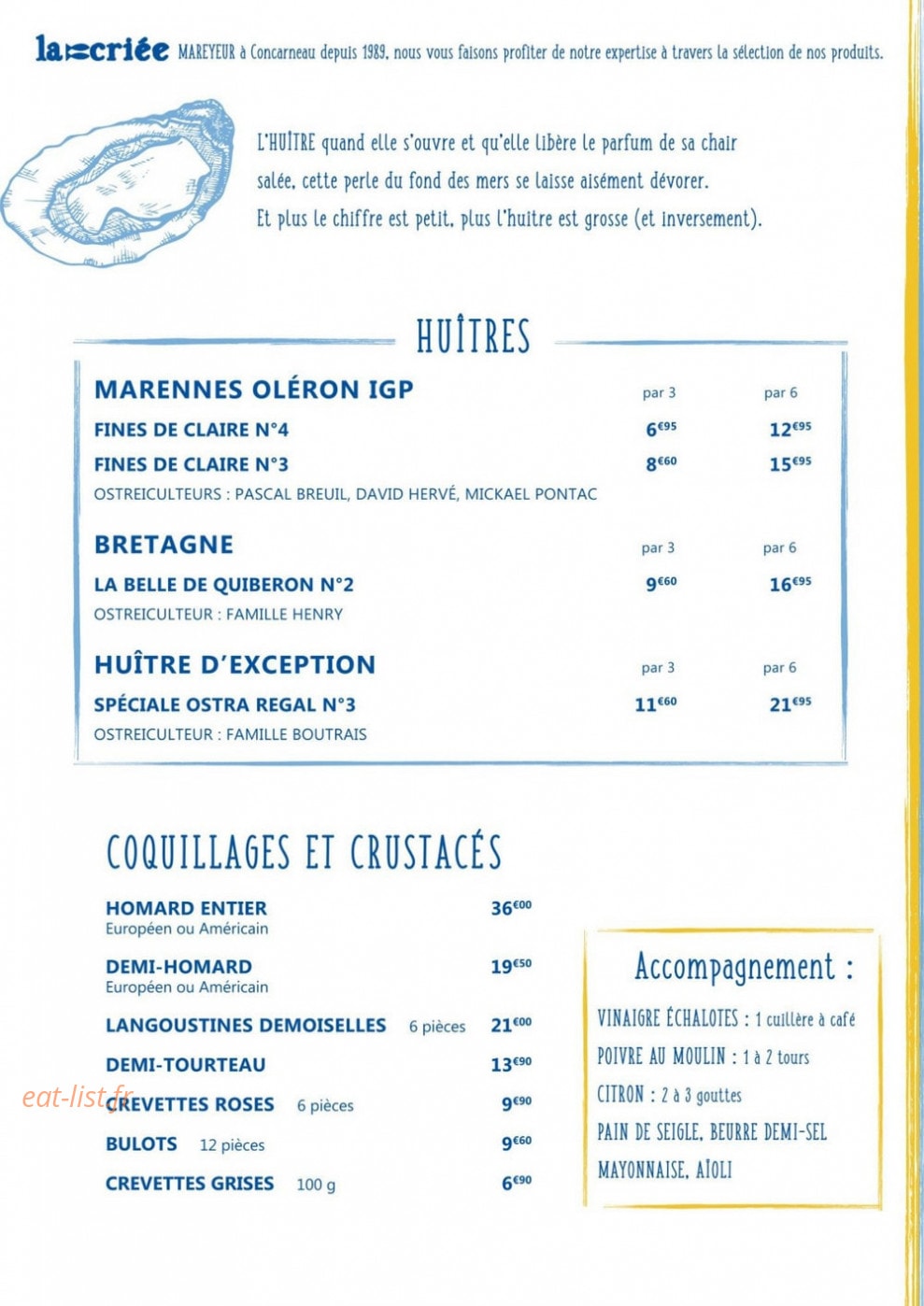 La Criée — carte page 1