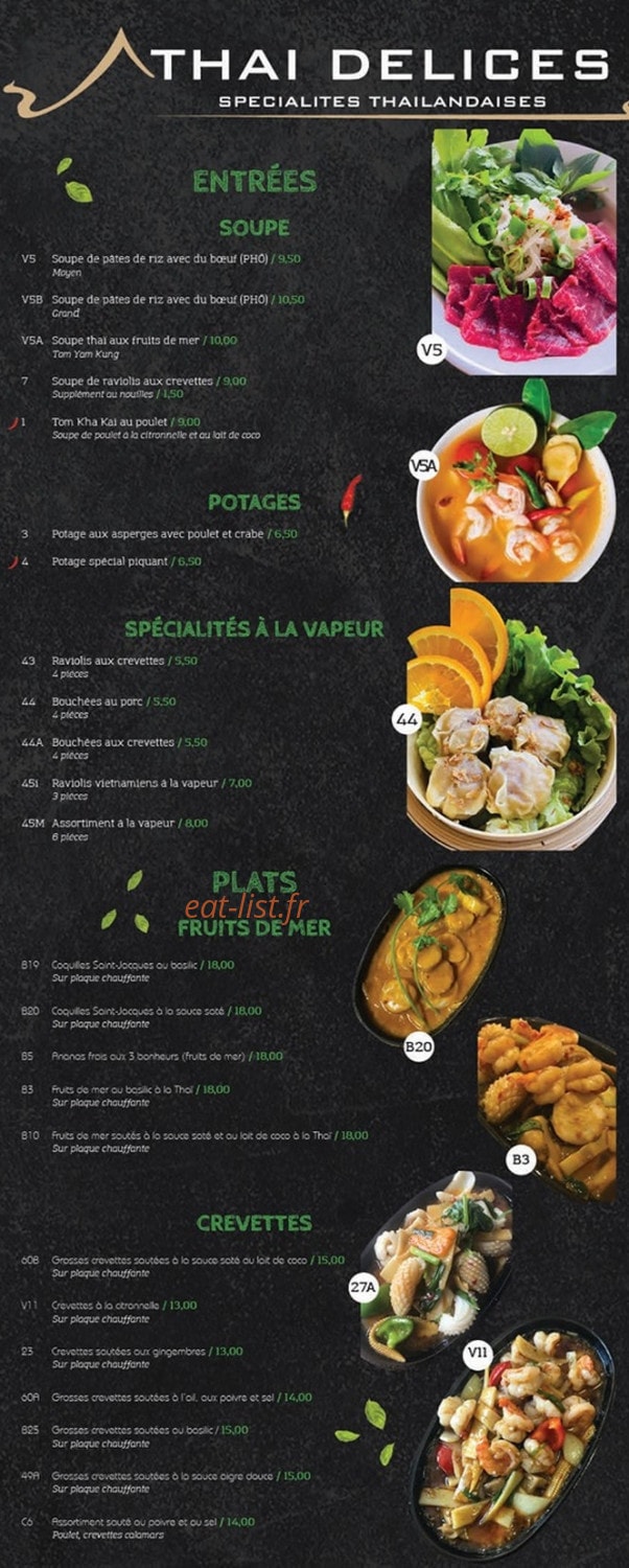 Thaï Délices — carte page 2