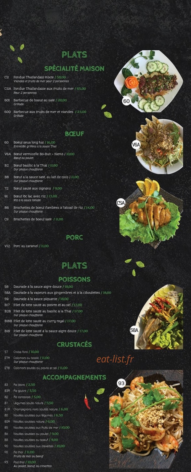 Thaï Délices — carte page 4