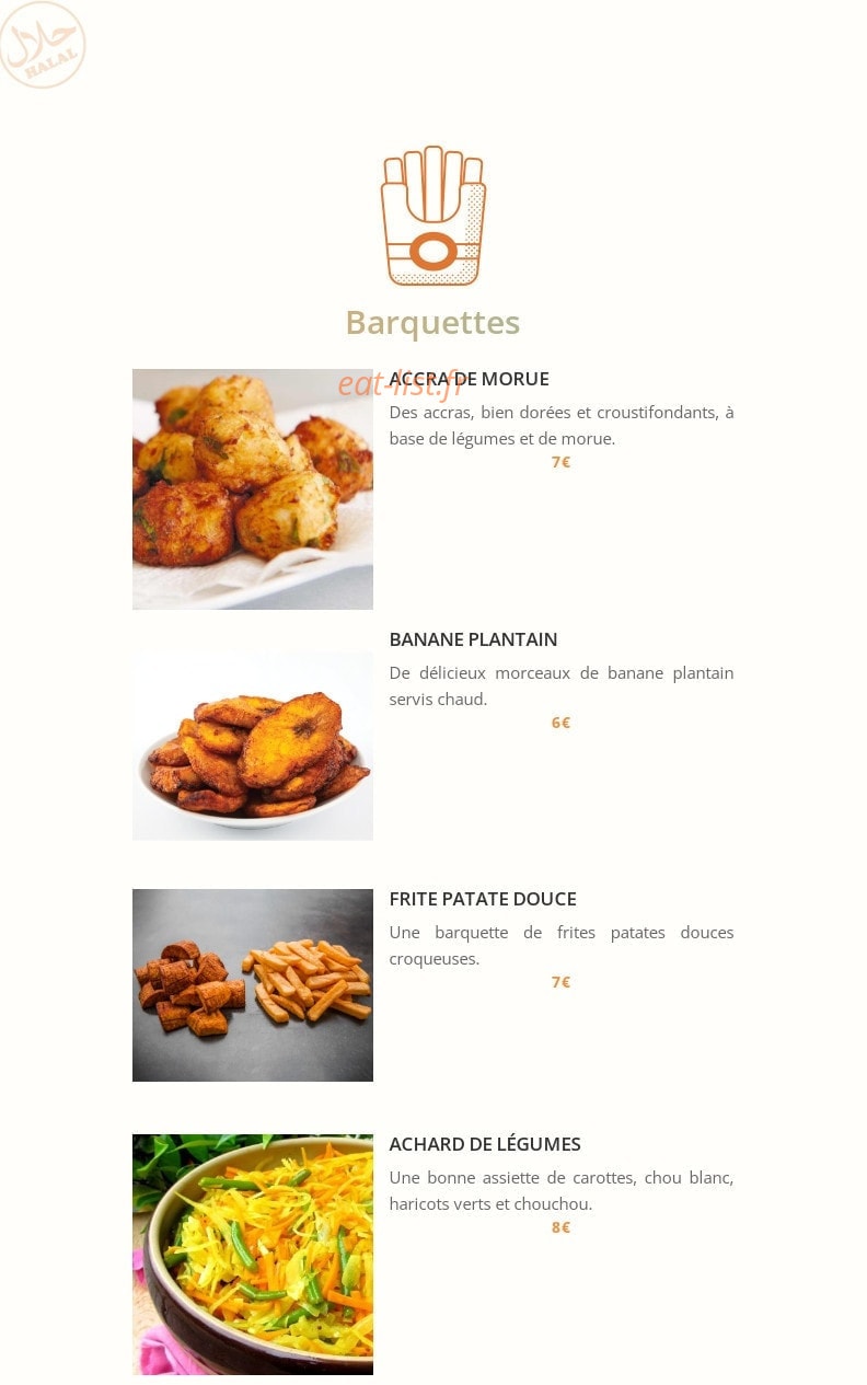 Afro Caraïbeenne Food — carte page 1