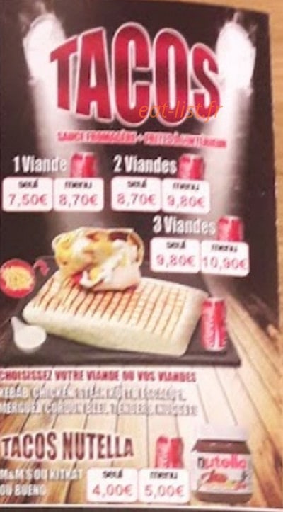 Chick' Tacos — carte page 1