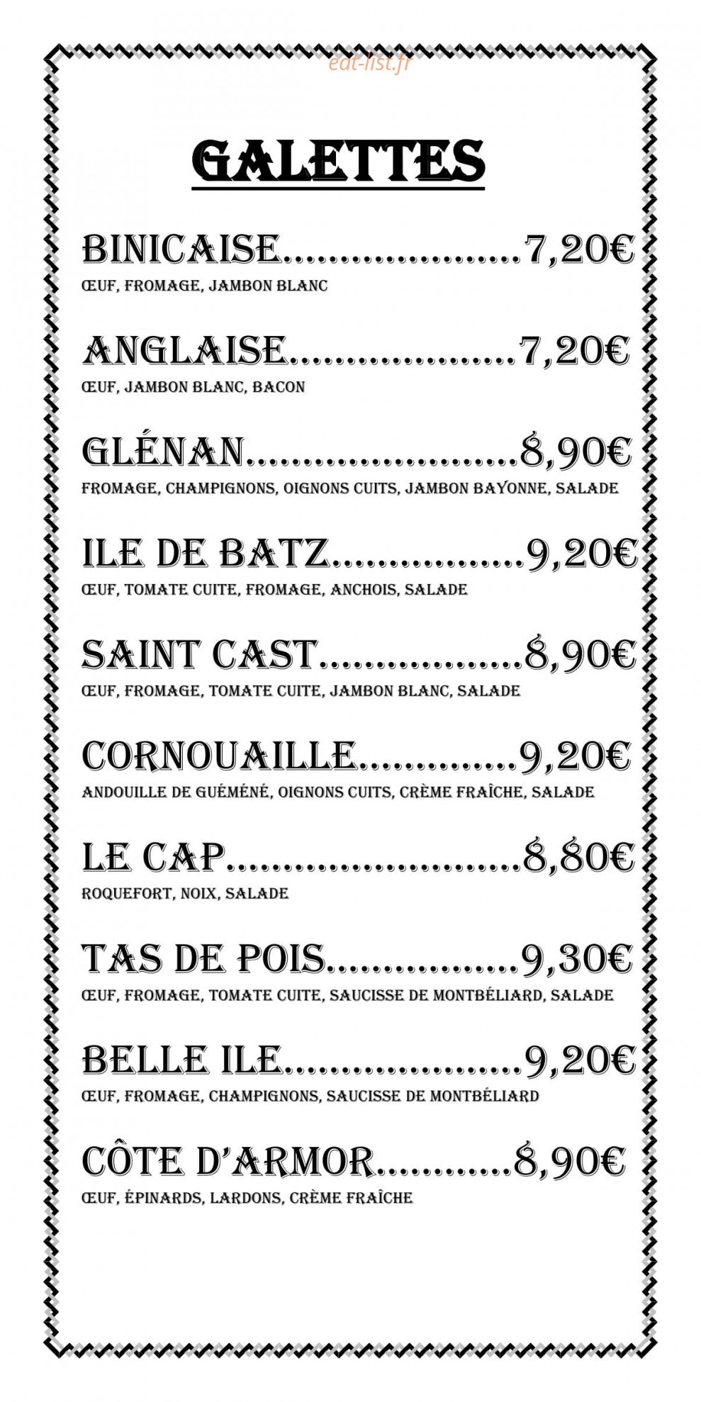 Creps Café — carte page 1