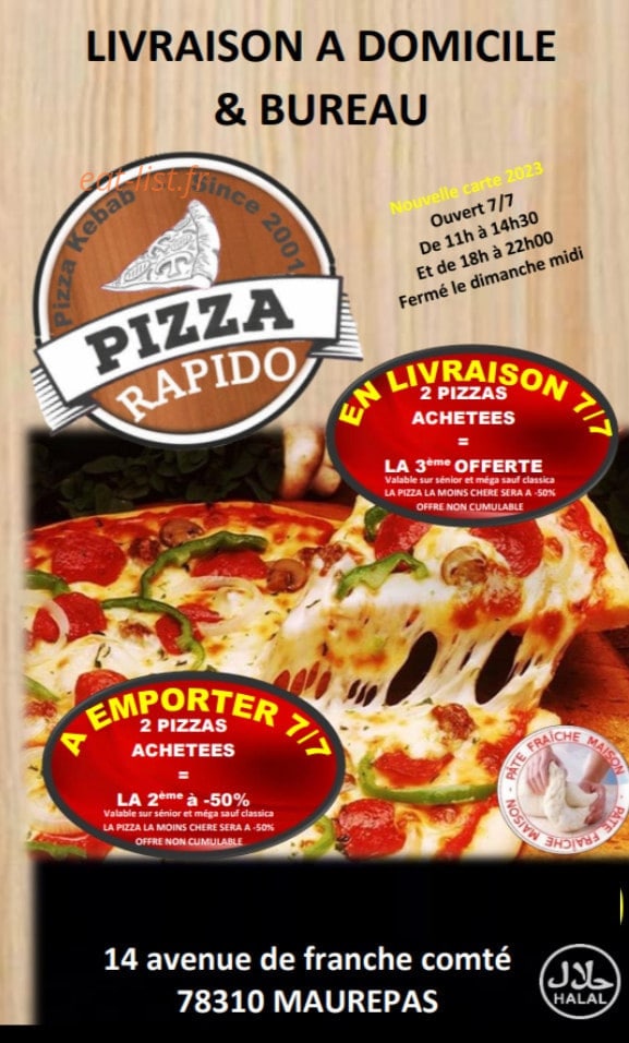Pizza Rapido — carte page 1