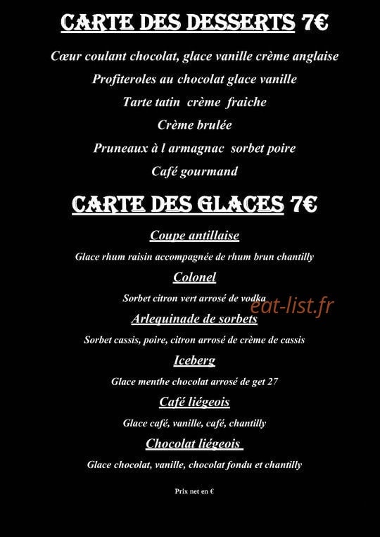 Restaurant Le Village — carte page 7