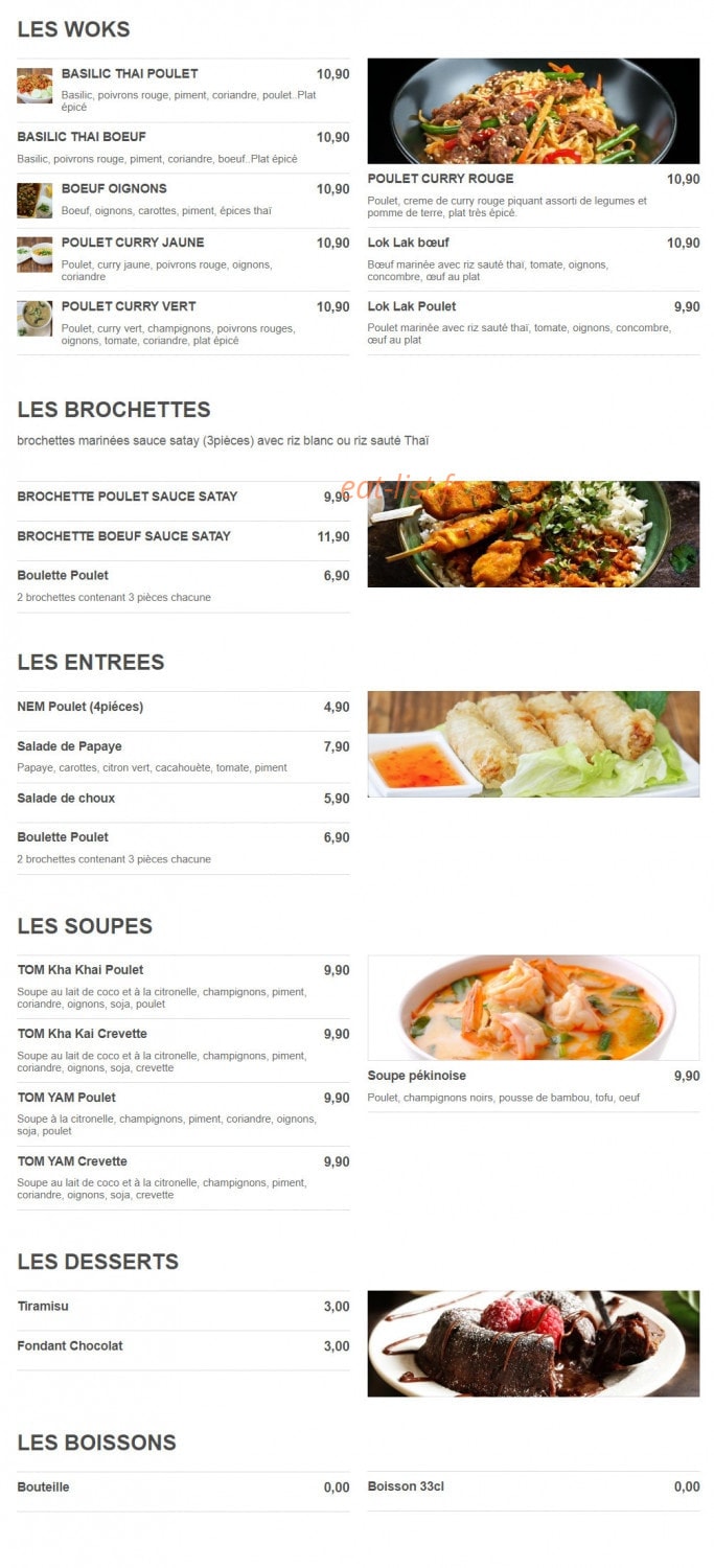 Spécial Thaï — carte page 2