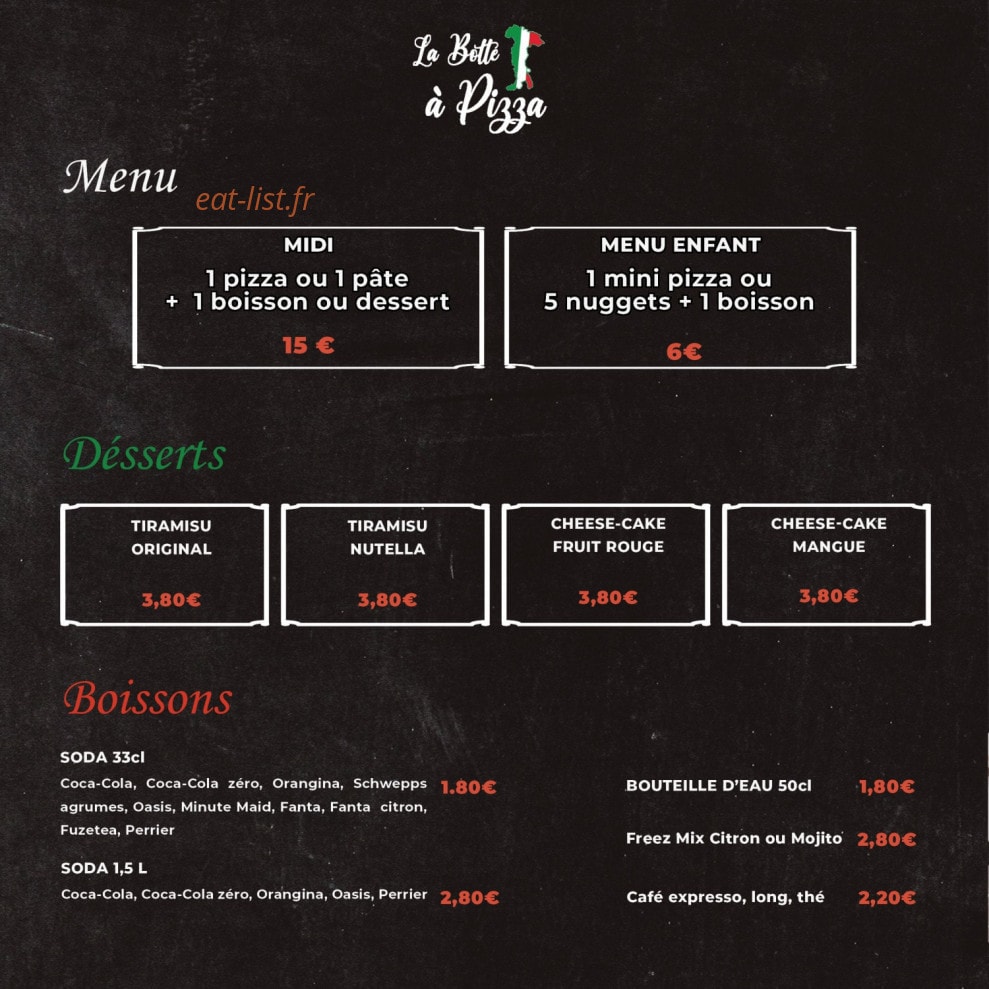 La Botte à Pizza — carte page 3