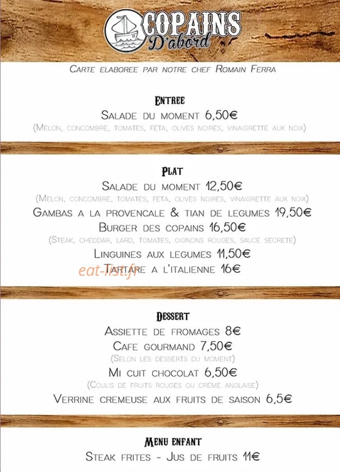 Copains d'abord — carte page 1