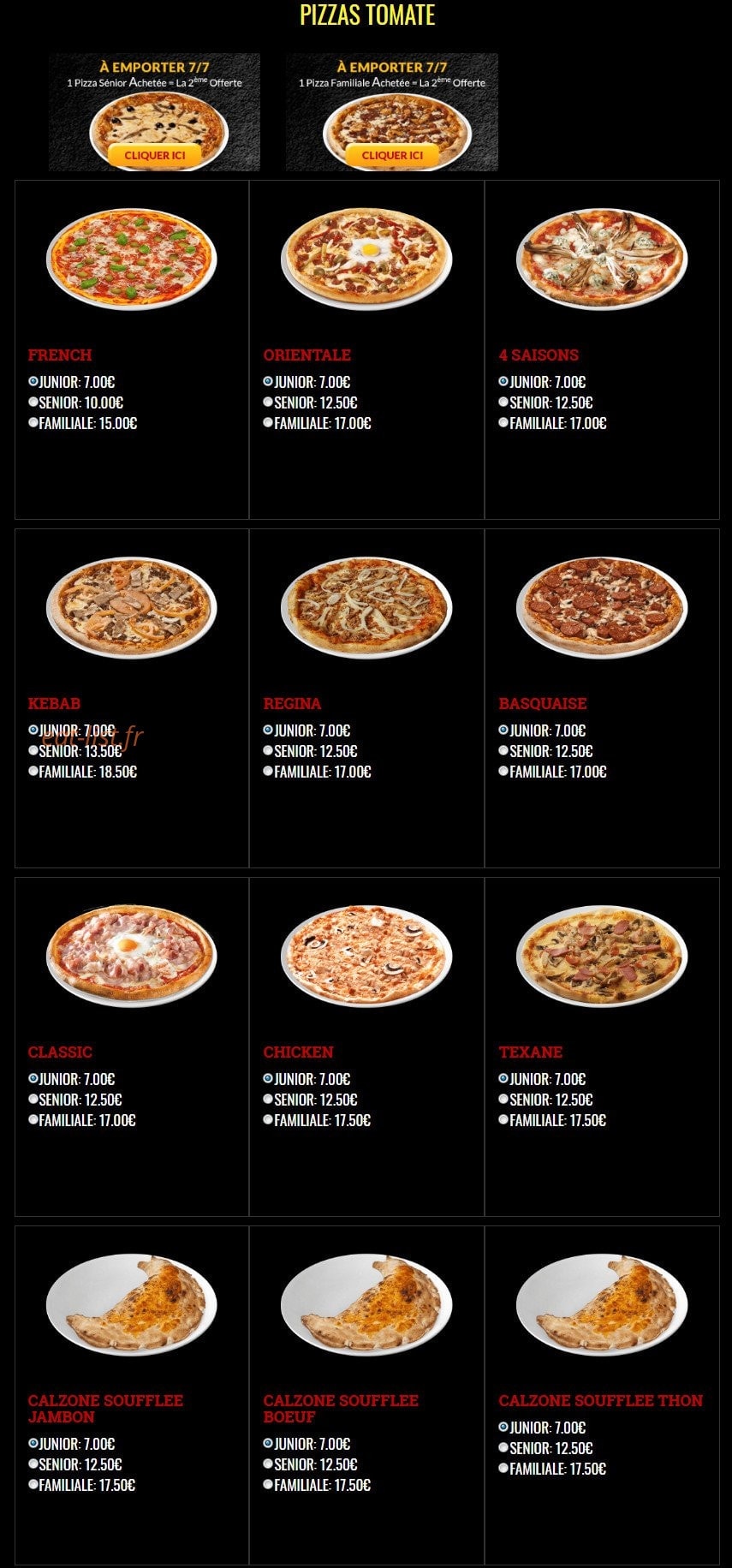 French Pizza — carte page 4